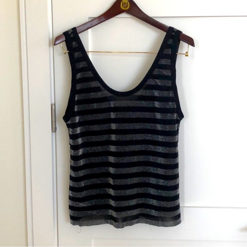 RtA Black and Gray Striped Sleeveless Tank Top